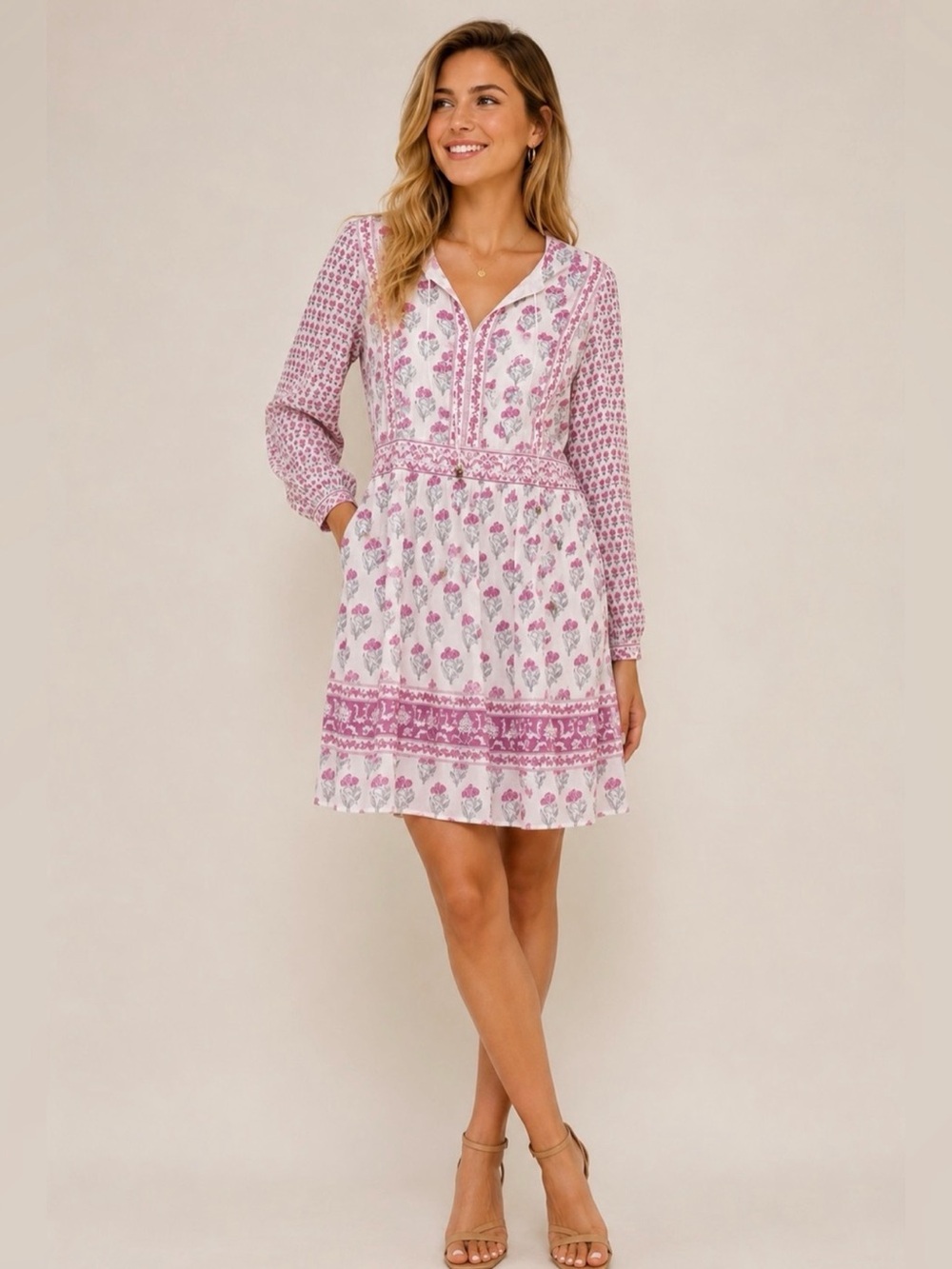 Haute Hippie Pink and White Floral Tunic Dress - Picture 8 of 8